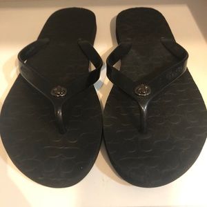 Black Coach flip flops EUC